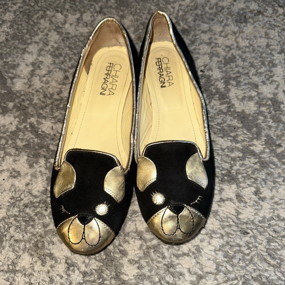 Chiara Ferragni I Feel Loafers / dog bear Patch Slippers